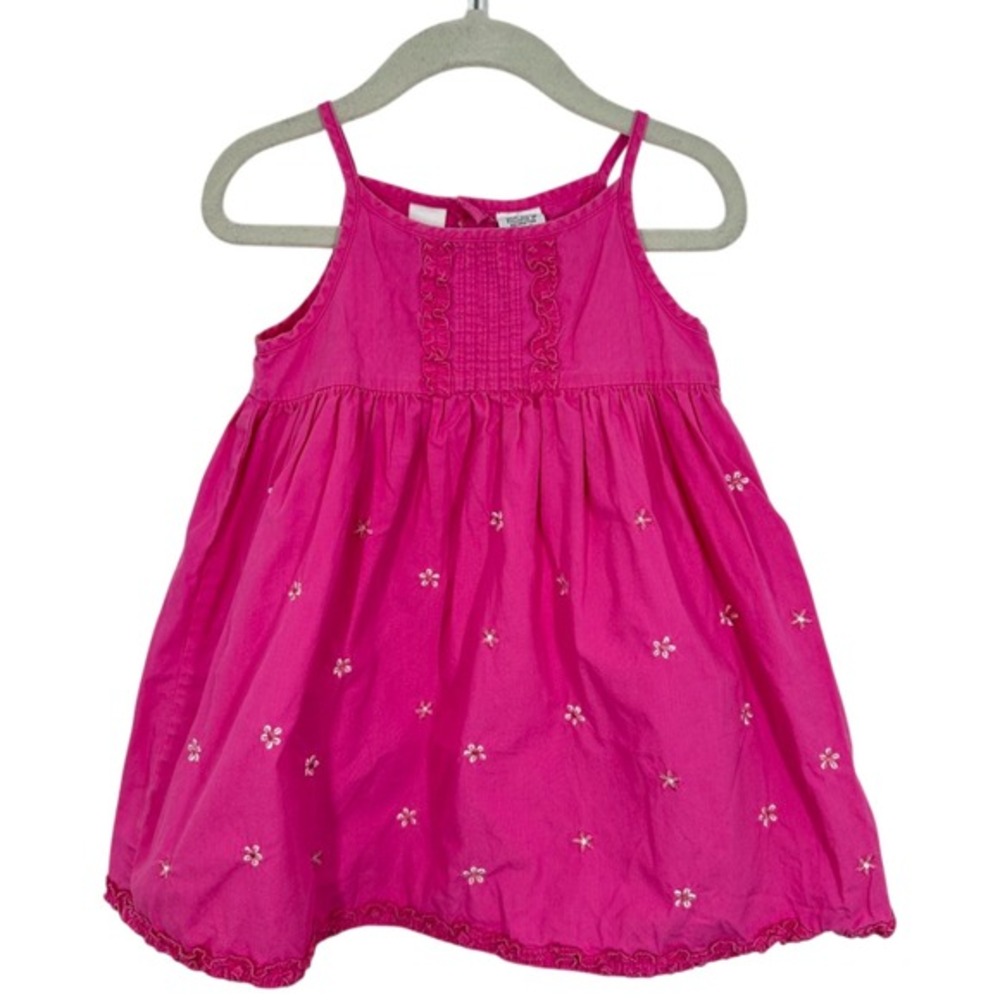 Vintage 24 Month Baby Sundress UR it Pink Floral Embroidered Ruffle Hem‎ Cotton